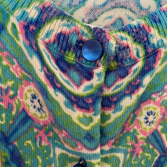 COPY - Talbots Cardigan Size Small Blue Green Pink Button Up 3/4 sleeve - Picture 3 of 4